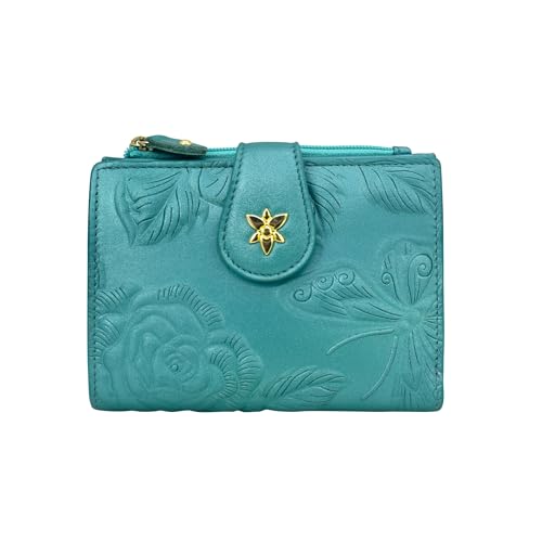 Anuschka Damen Two Fold Organizer Wallet-1178 Geldbörse, Tooled Rose Teal Anuschka Damen Two Fold Organizer Wallet-1178 Geldbörse, Tooled Rose Teal von Anuschka