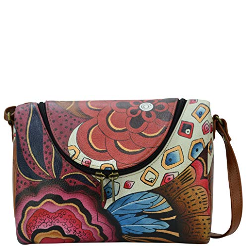 Anuschka Damen-Umhängetasche, echtes Leder, mittelgroß, handgemaltes Original-Kunstwerk, Tribal Potpourri, Mehrfarbig - Tribal Potpourri - Größe: Medium von Anuschka
