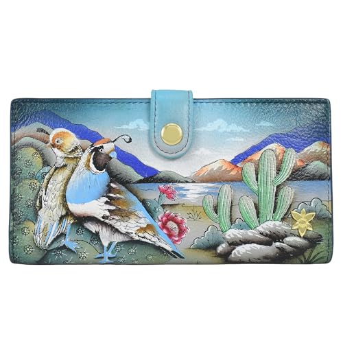 Anuschka Damen Women’s Leather Hand-Painted Two-fold Organiser Wallet-Canyon Birds Original Echtleder handbemalt zweifach gefaltete Organizer Geldbörse von Anuschka