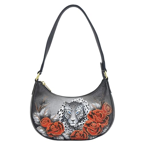 Anuschka Damen Women’s Original Leather Hand-Painted Small Shoulder Bag Handbemalte kleine Umhängetasche echtem Leder Love, Leoparden Liebe von Anuschka