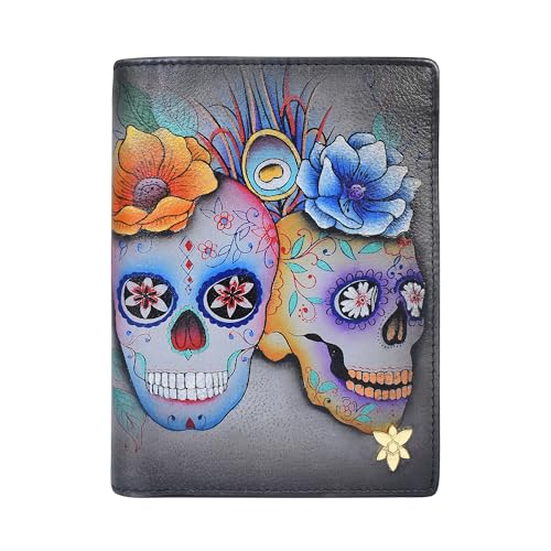 Anuschka Damen Women’s Original Leather Hand-Painted de Azúcar, echtes Leder, handbemalt, RFID-Organizer, Calaveras D'azucar von Anuschka