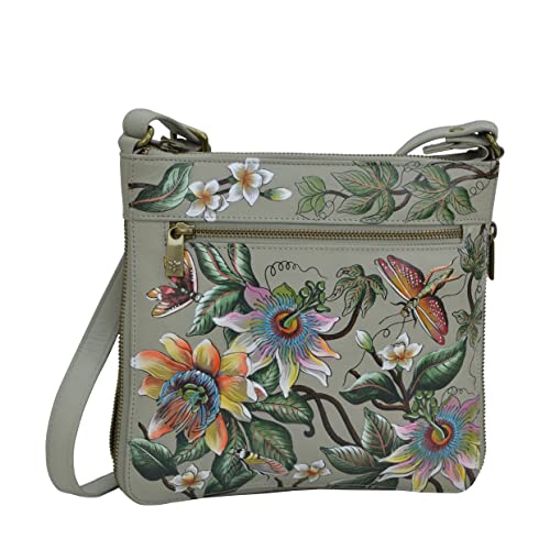 Anuschka Erweiterbare Handbemalte Travel Crossbody Tasche für Damen - Floral Passion von Anuschka