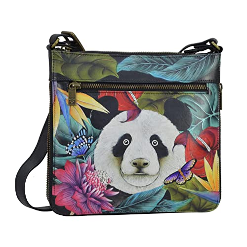 Anuschka Erweiterbare Handbemalte Travel Crossbody Tasche - Happy Panda von Anuschka