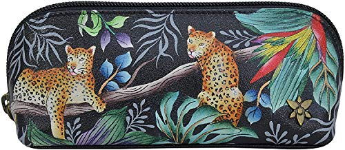 Anuschka Handbemalte Brillen- und Kosmetiktasche aus echtem Leder für Frauen - Jungle Queen von Anuschka