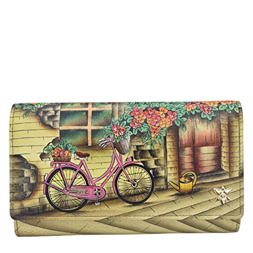 Anuschka Handbemalte Checkbook Clutch aus echtem Leder mit RFID Schutz - Vintage Bike von Anuschka