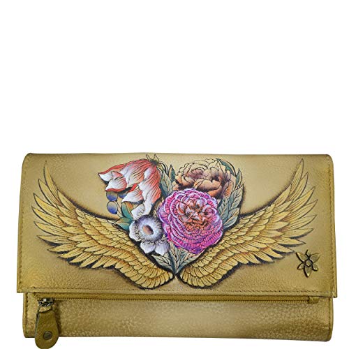Anuschka Handbemalte Clutch Brieftasche mit Überschlag aus echtem Leder - Angel Wings von Anuschka