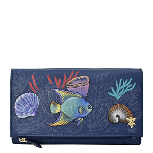 Anuschka Handbemalte Clutch Brieftasche mit Überschlag aus echtem Leder - Mystical Reef Anuschka Handbemalte Clutch Brieftasche mit Überschlag aus echtem Leder - Mystical Reef von Anuschka