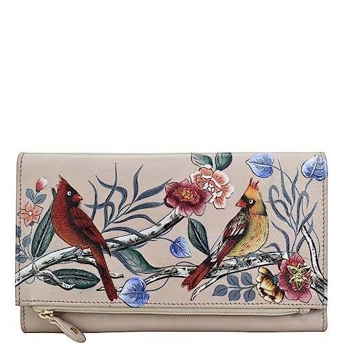 Anuschka Handbemalte Clutch Brieftasche mit Überschlag aus echtem Leder - Vintage Floral von Anuschka