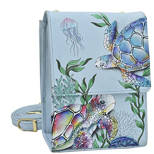 Anuschka Handbemalte Crossbody Organizer Tasche mit 3 Fächern aus Echtleder - Underwater Beauty von Anuschka