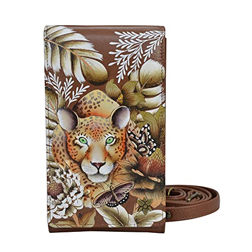 Anuschka Handbemalte Crossbody Smartphone Tasche mit RFID Schutz - Cleopatra's Leopard Tan von Anuschka