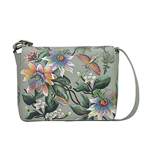 Anuschka Handbemalte Crossbody Tasche mit Überschlag aus echtem Leder - Floral Passion von Anuschka