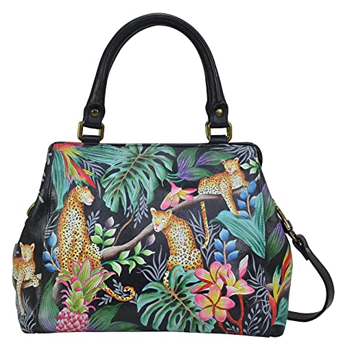 Anuschka Handbemalte Satchel Tasche mit mehreren Fächern aus echtem Leder - Jungle Queen von Anuschka