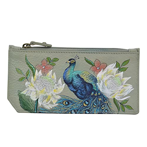 Anuschka Handbemaltes Karten und Münzetui aus echtem Leder mit RFID-Schutz - Regal Peacock von Anuschka