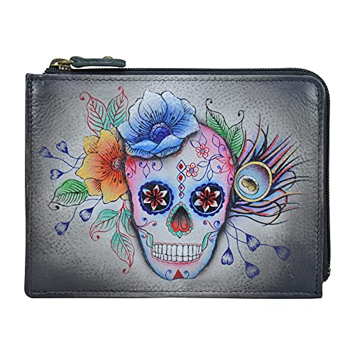 Anuschka Handbemaltes Schlüsseletui mit RFID Schutz aus echtem Leder - Calaveras de Azucar von Anuschka