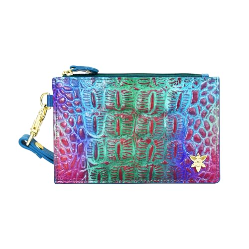 Anuschka Leder Damen Kartenetui, handbemalt mit Schlaufe - Embossed Daydream von Anuschka