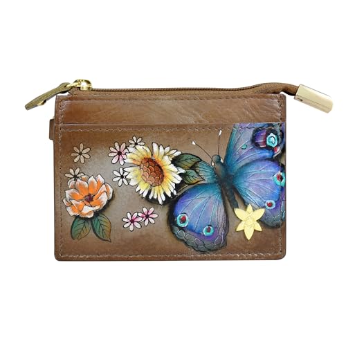 Anuschka Leder Kartenetui, handbemalt - Butterfly Blooms Bronze von Anuschka
