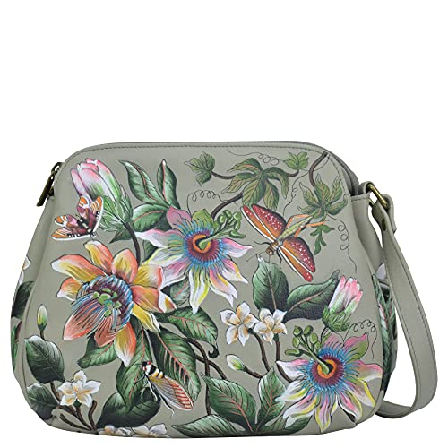 Anuschka Mittelgroße Handbemalte Handtasche mit mehreren Fächern aus echtem Leder - Floral Passion von Anuschka