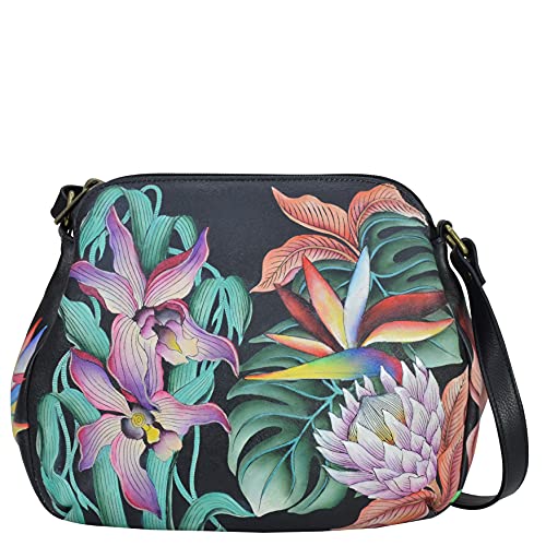Anuschka Mittelgroße Handbemalte Handtasche mit mehreren Fächern aus echtem Leder - Island Escape Schwarz Anuschka Mittelgroße Handbemalte Handtasche mit mehreren Fächern aus echtem Leder - Island Escape Schwarz von Anuschka