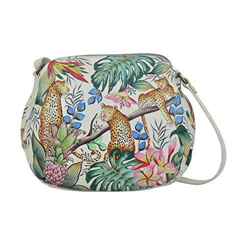 Anuschka Mittelgroße Handbemalte Handtasche mit mehreren Fächern aus echtem Leder - Jungle Queen Ivory Anuschka Mittelgroße Handbemalte Handtasche mit mehreren Fächern aus echtem Leder - Jungle Queen Ivory von Anuschka