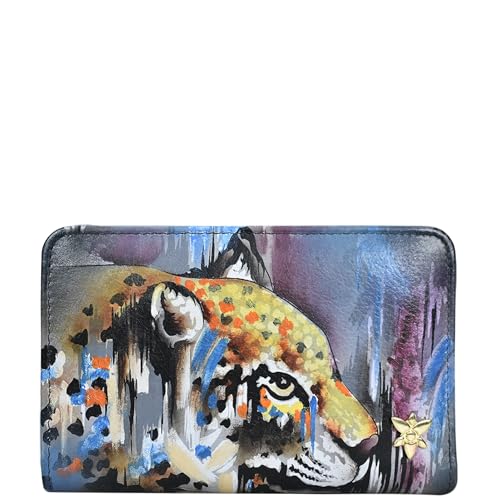 Anuschka Organizer Lederbörse, handbemalt mit RFID-Schutz - Abstract Leopard von Anuschka