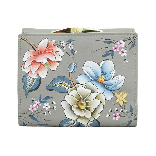 Anuschka Orignal Damen-Geldbörse, handbemalt, echtes Leder, dreifach gefaltete Klappe, Dancing Magnolia Taupe, Einheitsgröße von Anuschka