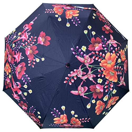 Anuschka Regenschirm, automatisches Öffnen/Schließen, UPF 50+, maximaler Sonnenschutz, wasserdicht, passt in die Handtasche, 96,5 cm Gr. Einheitsgröße, Mondlicht-Wiese von Anuschka