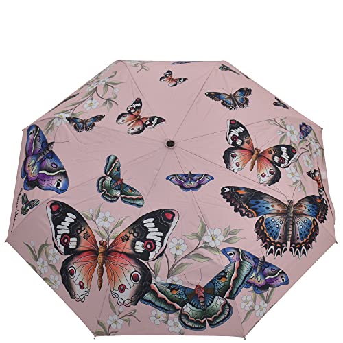 Anuschka Regenschirm - Duomatik zum Öffnen/Schließen - 97 cm - UPF 50+ - Wasserdichtes Obermaterial - Windresistent — Butterfly Melody von Anuschka