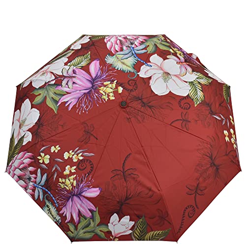 Anuschka Regenschirm - Duomatik zum Öffnen/Schließen - 97 cm - UPF 50+ - Wasserdichtes Obermaterial - Windresistent — Crimson Garden von Anuschka