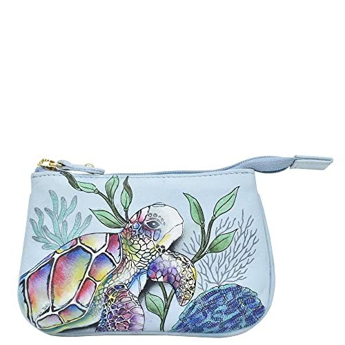 Anuschka Reißverschlusstasche aus echtem Leder, handbemalt, mittelgroß - Underwater Beauty von Anuschka