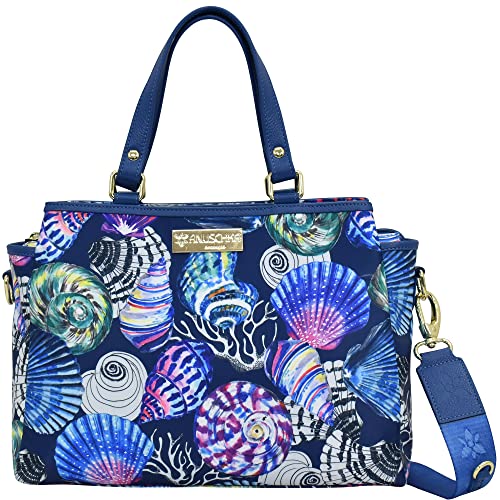 Anuschka Wanderlust Kollektion - Satchel Handtasche mit vielen Fächern - Stoff-Satchel-Taschen für Damen - Sea Treasures von Anuschka