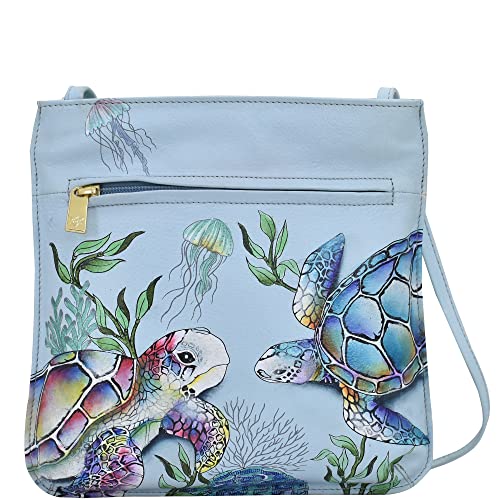 Anuschka Schmale Handbemalte Crossbody Tasche mit Front-Reißverschluss - Underwater Beauty von Anuschka