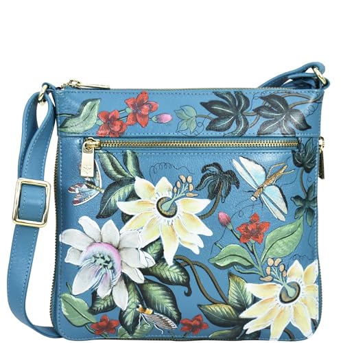 Anuschka Travel Crossbody Tasche, erweiterbar und handbemalt - Royal Garden von Anuschka