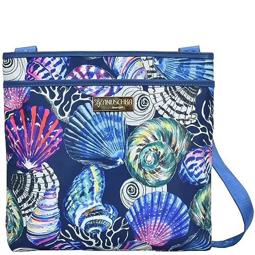 Anuschka Wanderlust Kollektion Crossbody Umhängetasche mit Steckfach - Stoff-Umhängetaschen für Damen - Sea Treasures von Anuschka