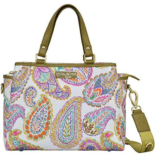 Anuschka Wanderlust Kollektion - Satchel Handtasche mit vielen Fächern - Stoff-Satchel-Taschen für Damen - Boho Paisley von Anuschka