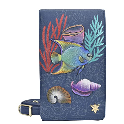 Anuschka Handbemalte Crossbody Smartphone Tasche mit RFID Schutz - Mystical Reef von Anuschka