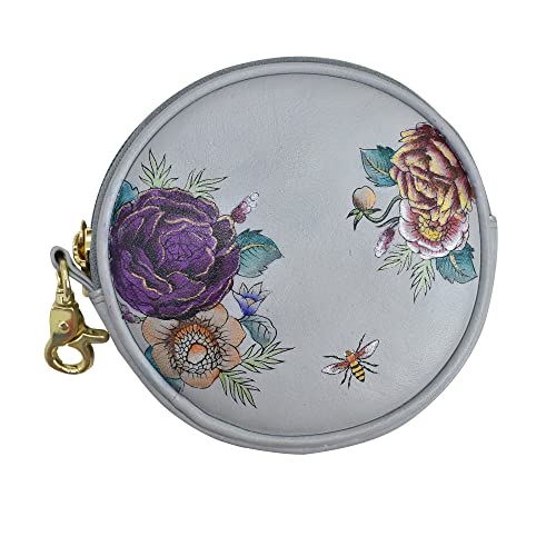 Anuschka handbemalter Rund-Münzbeutel aus echtem gegerbtem Leder für Damen - Enigmatic Leopard von Anuschka