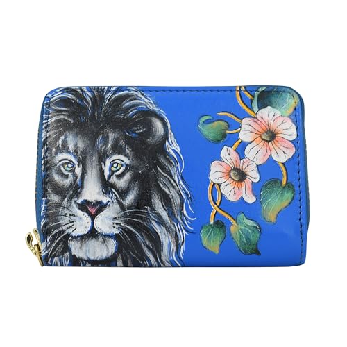 Anuschka handbemaltes Akkordeon - Kartenetui aus echtem Leder - Für Bank - und Visitenkarten - Sapphire King von Anuschka