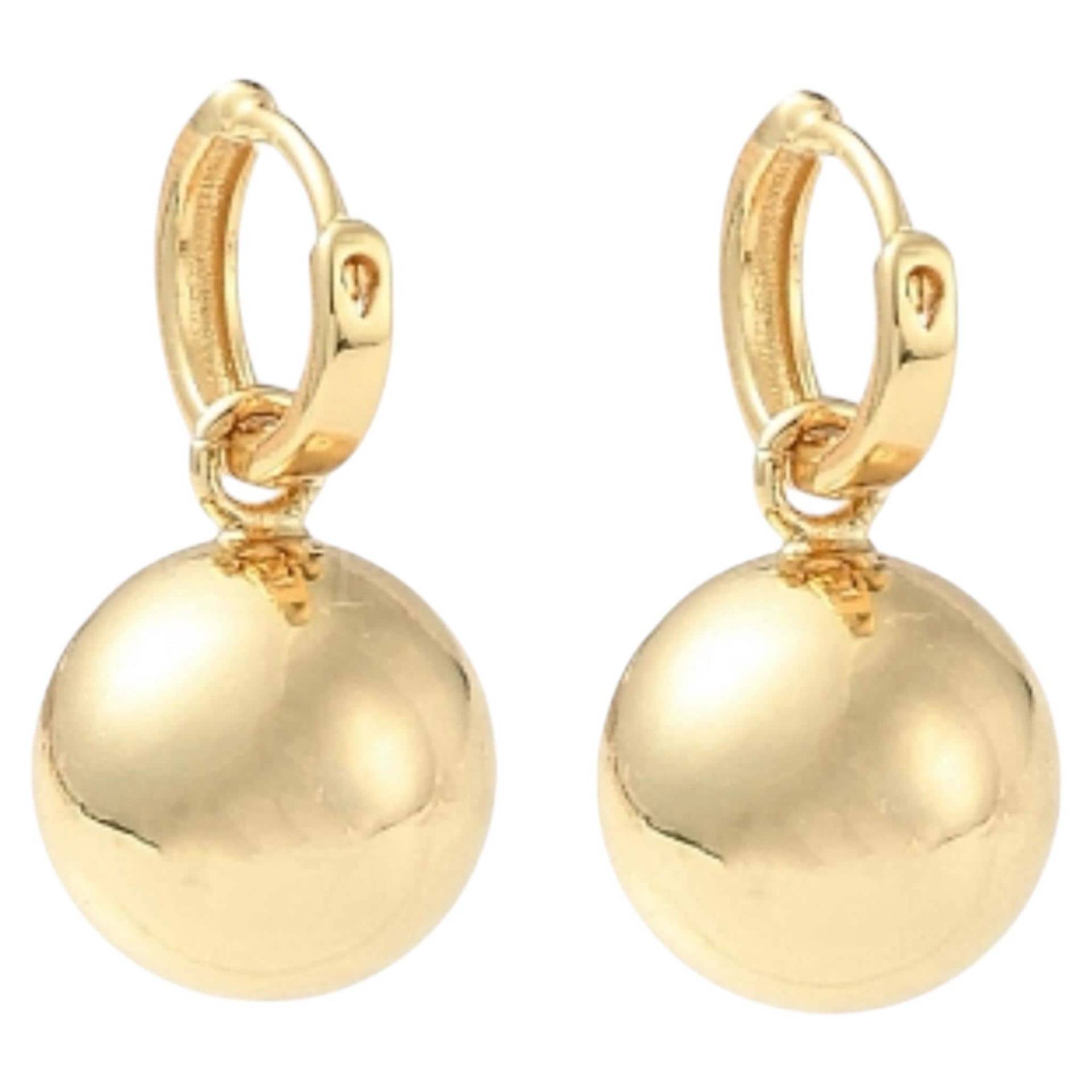 Goldene Kugel Chunky Creolen Ohrringe, 18K Vergoldete Hoop Statement Moderne Kleine Leichte Creole, Geschenk Für Sie von Anvira10