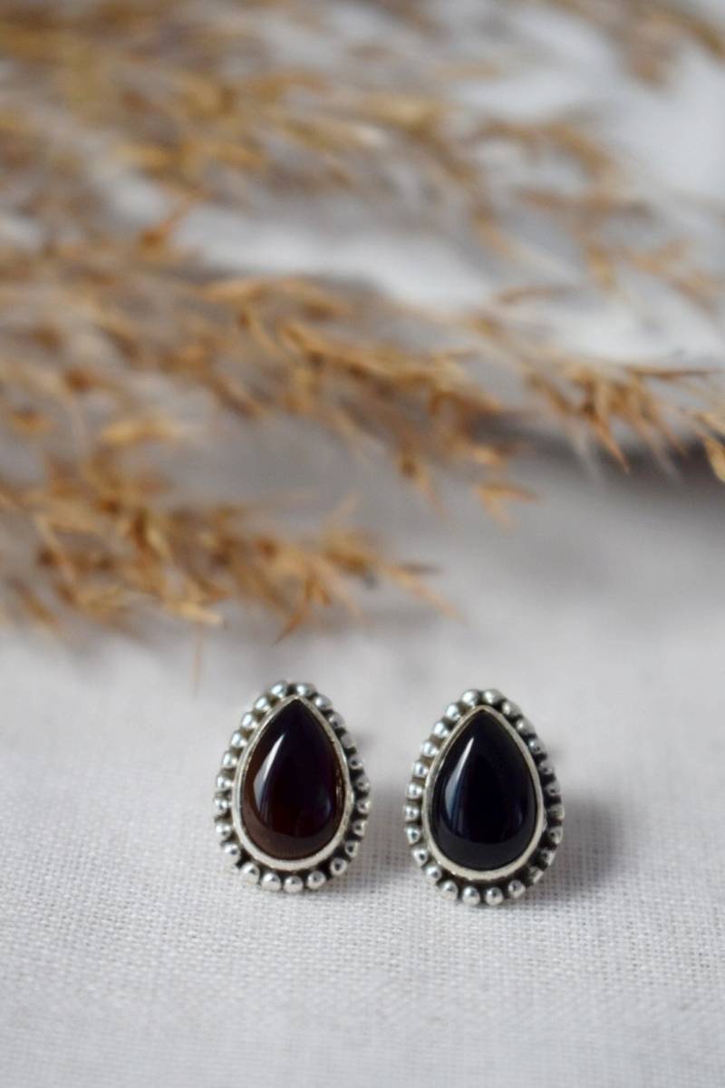 Onyx Ohrstecker, Schwarz Sterling Silber Edelstein Schmuck von Anvira10