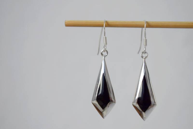 Schwarze Onyx Ohrringe, Sterling Silber Edelstein Schmuck von Anvira10