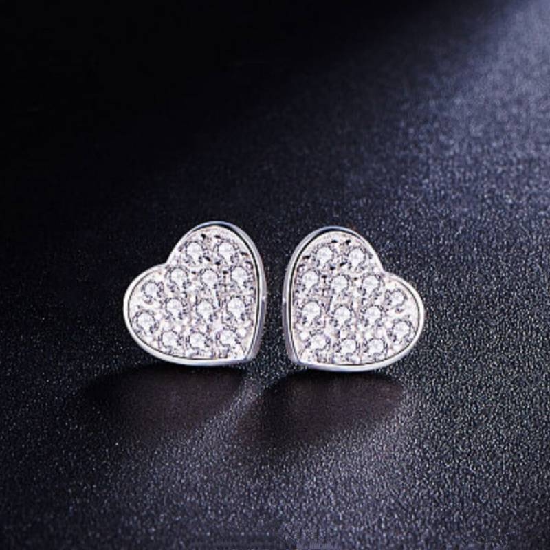 Zirkonia Herz Ohrstecker, 925 Sterling Silber Ohrringe, Kristall Pave Herz, Cubic Zirkonia, Kleine Cz Unikat Schmuck von Anvira10