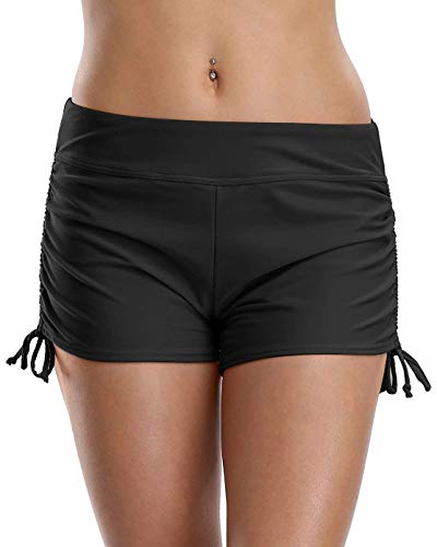 Anwell Damen Badeshorts Wassersport Schwimmhose uv Schutz Bikinihose Schwimmshorts Schwarz XXL von Anwell