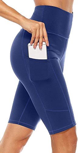 Anwell Radlerhose Damen Kurze Sporthose Handytasche Sport Kurz Leggings Blau S von Anwell