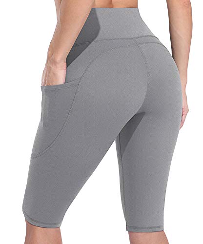 Anwell Damen Sports Leggings Slim Fit Hohe Taille Lange mit Bauchkontrolle Sport Blickdicht Yogahose Fitnesshose Laufhose Tights für zum Laufen Radfahren Fitness Grau S von Anwell