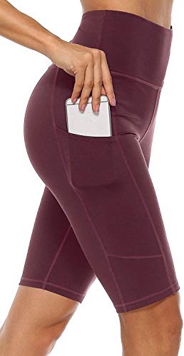 Anwell Radlerhose Damen Kurze Sporthose Handytasche Sport Kurz Leggings Rot XL von Anwell