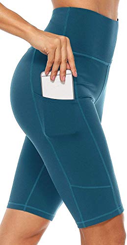 Anwell Radlerhose Damen Kurze Sporthose Handytasche Sport Kurz Leggings Grün L von Anwell