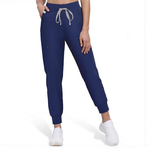 Anwrtuk Medizinische Scrub-Hose für Frauen, Scrub-Hose, medizinische Arbeitshose mit Kordelzug in der Taille und Seitentasche mit Reißverschluss (Dark Blue, 2XL) von Anwrtuk