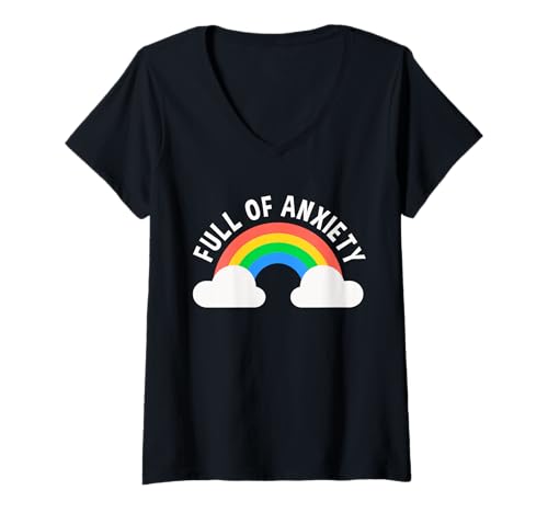 Damen Full of Anxiety Anxiety Mental Health Design T-Shirt mit V-Ausschnitt Damen Full of Anxiety Anxiety Mental Health Design T-Shirt mit V-Ausschnitt von Anxiety Mental Health Introvert Overthinking
