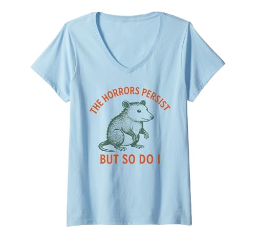 Damen Die Schrecken dauern an, aber ich possum Meme auch T-Shirt mit V-Ausschnitt Damen Die Schrecken dauern an, aber ich possum Meme auch T-Shirt mit V-Ausschnitt von Anxious Critters Still Holding It Together