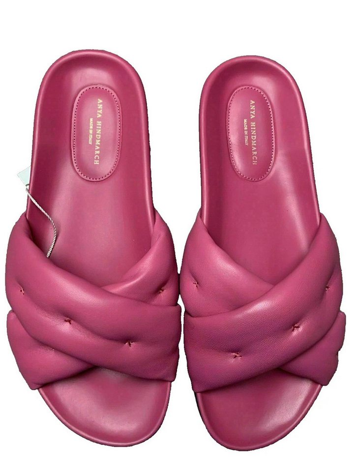 Anya Hindmarch Chubby Crossover Slides Sandalen luxuriöse Leder in Pink Made in Italy Pantolette Anatomisch geformtes Fußbett für hohen Tragekomfort Anya Hindmarch Chubby Crossover Slides Sandalen luxuriöse Leder in Pink Made in Italy Pantolette Anatomisch geformtes Fußbett für hohen Tragekomfort von Anya Hindmarch